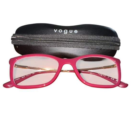 Vogue Women’s Eyeglasses Pink Rectangle Frames Prescription Ready Case - Picture 2 of 10